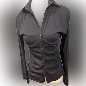 Express Women’s Navy Blue Fitted Long Sleeve Button Up Blouse XS